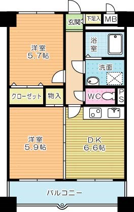 【ニューシティアパートメンツ南小倉Iの間取り】