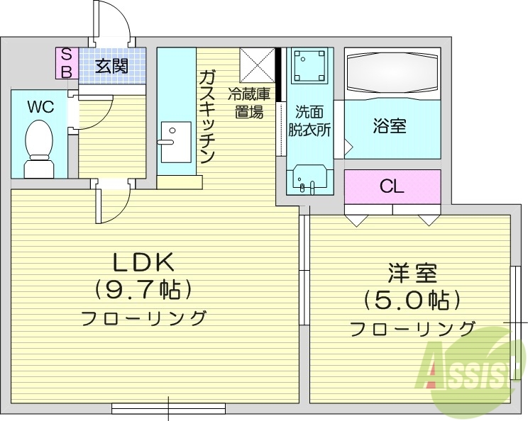 札幌市東区北十五条東のマンションの間取り