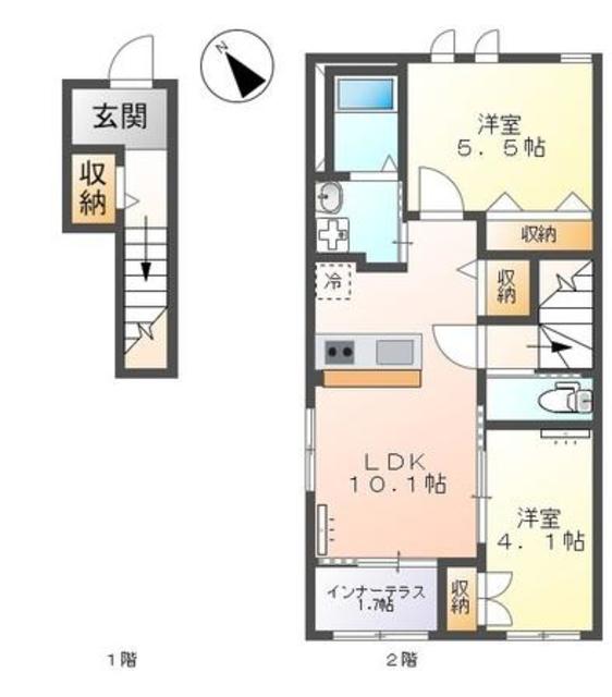 秦野市渋沢上のアパートの間取り