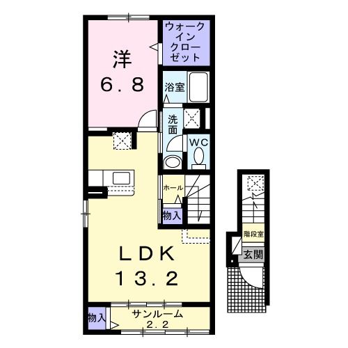 三沢市下久保のアパートの間取り