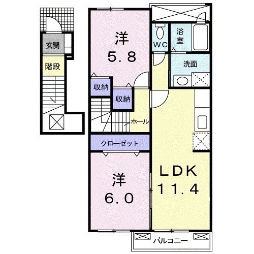 八戸市大字糠塚のアパートの間取り