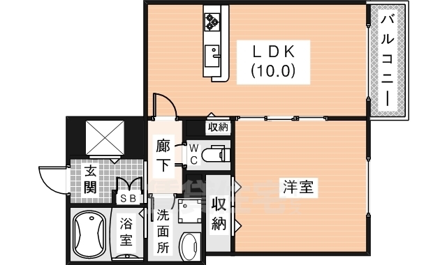 生駒市西松ケ丘のマンションの間取り