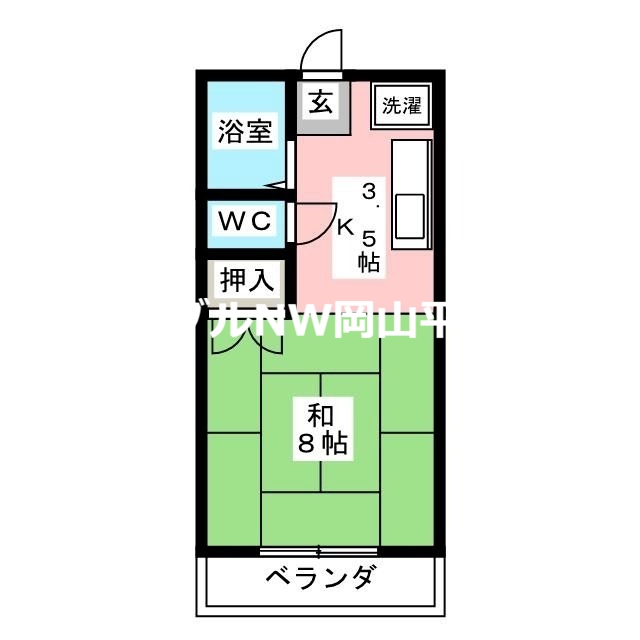 岡山市中区浜のマンションの間取り