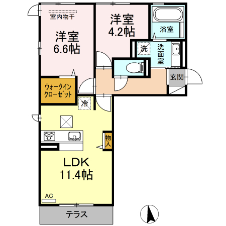 Ｄ－ｒｏｏｍケヤキ通りＢ棟の間取り