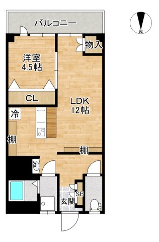 箕面市箕面のマンションの間取り