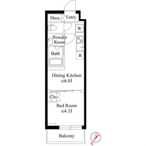 新宿区余丁町のマンションの間取り