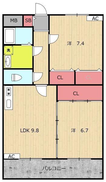 リージングマンション　B棟の間取り