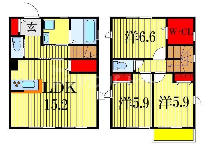 【飯山満町3丁目戸建貸家Ｈの間取り】