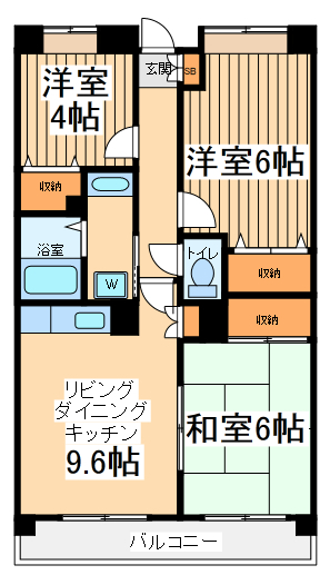 立川市砂川町のマンションの間取り