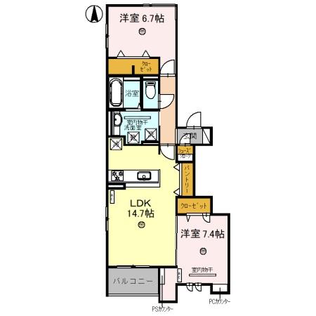 【和歌山市北田辺丁のアパートの間取り】