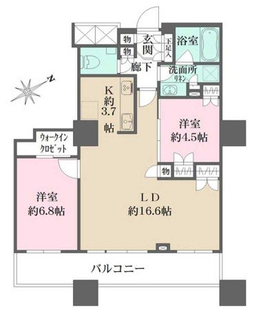 新宿区西新宿のマンションの間取り