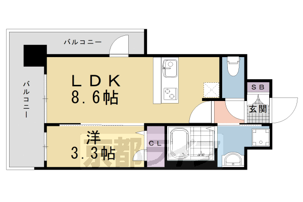 京都市南区東九条南河辺町のマンションの間取り