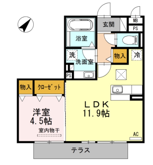 名古屋市緑区定納山のアパートの間取り