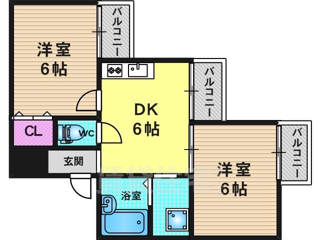 京都市西京区桂浅原町のマンションの間取り