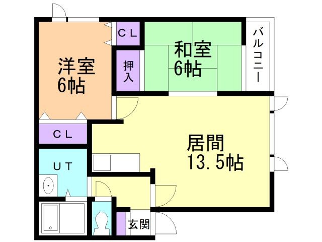 函館市山の手のアパートの間取り