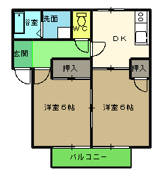 徳島市南昭和町のアパートの間取り