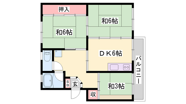 東加古川ファミリーマンション１０２号棟の間取り
