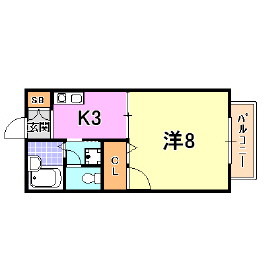 神戸市須磨区月見山町のアパートの間取り