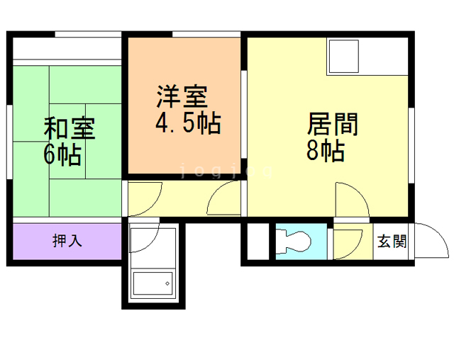 札幌市東区北二十一条東のアパートの間取り