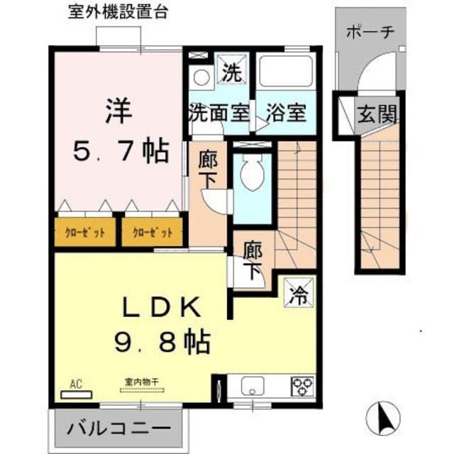 神戸市垂水区下畑町のアパートの間取り