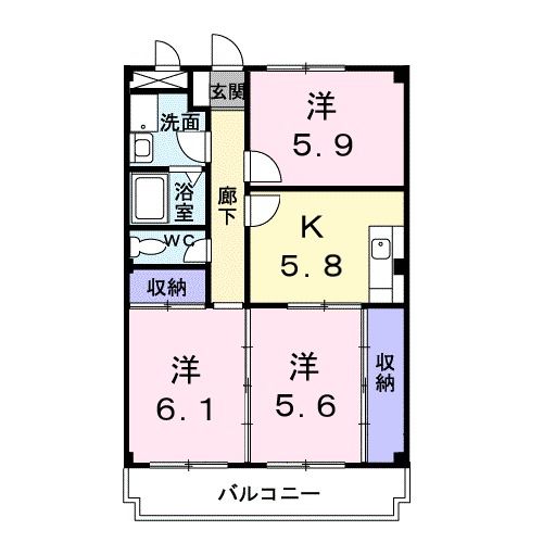 日立市滑川町のマンションの間取り