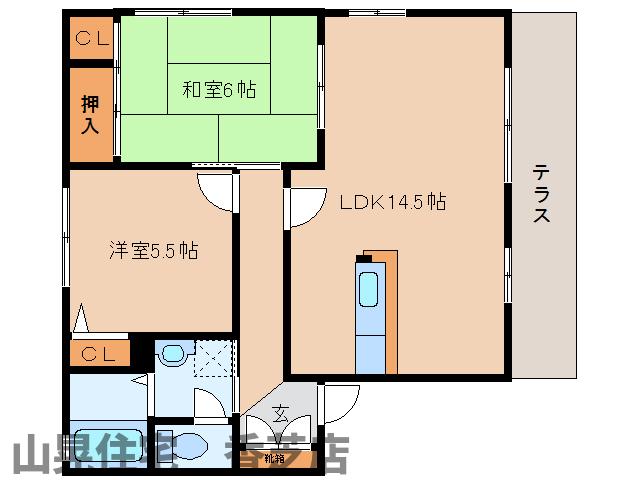 香芝市磯壁のアパートの間取り