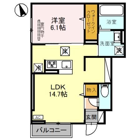 倉敷市神田のアパートの間取り