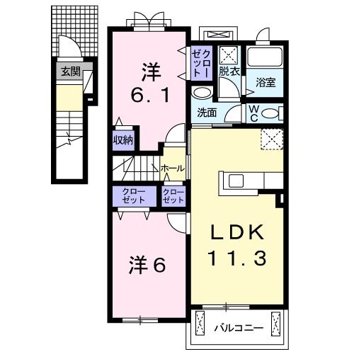 木津川市城山台のアパートの間取り