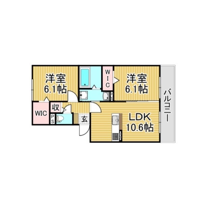 那珂川市松木のアパートの間取り