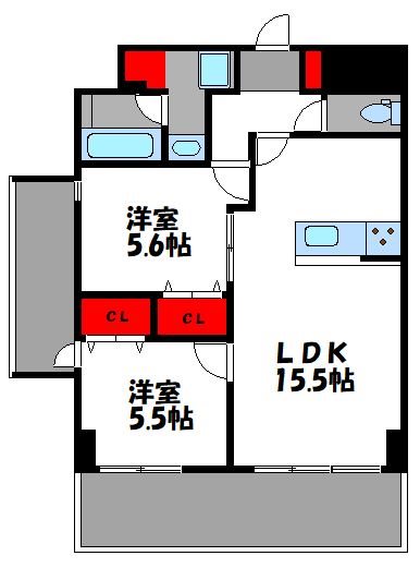 福岡市東区箱崎ふ頭のマンションの間取り