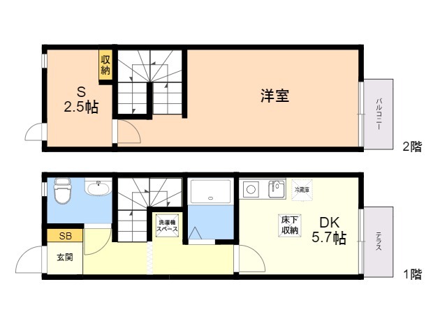 Ｃａｓａ　ＪＲ箱崎　Ｂ棟の間取り