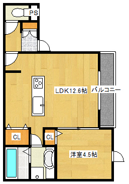 【神戸市東灘区魚崎南町のアパートの間取り】