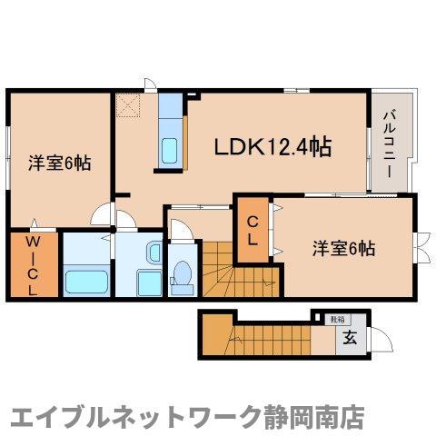 藤枝市時ケ谷のアパートの間取り