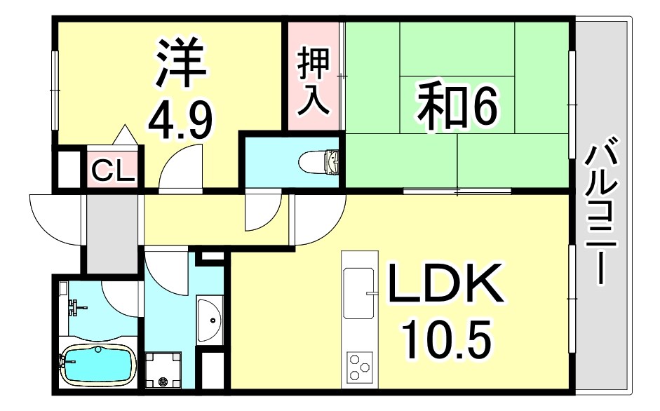 西宮市樋之池町のマンションの間取り