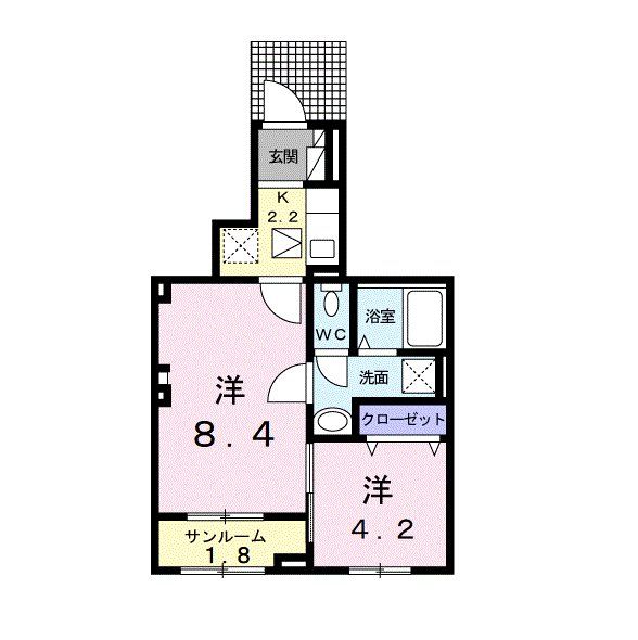 狭山市中央のアパートの間取り