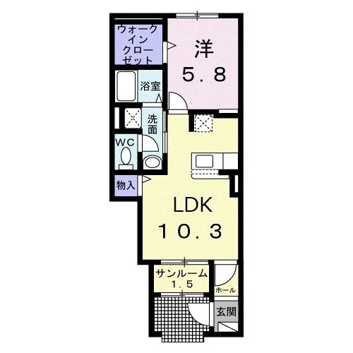 三沢市下久保のアパートの間取り