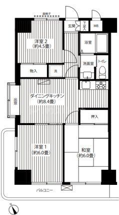 船橋市二子町のマンションの間取り