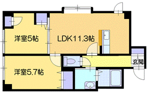 余市郡余市町黒川町のマンションの間取り