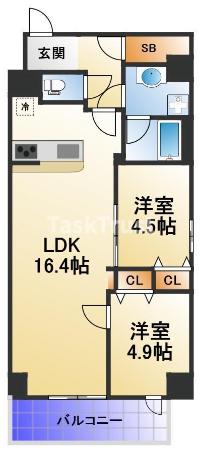 東大阪市足代北のマンションの間取り