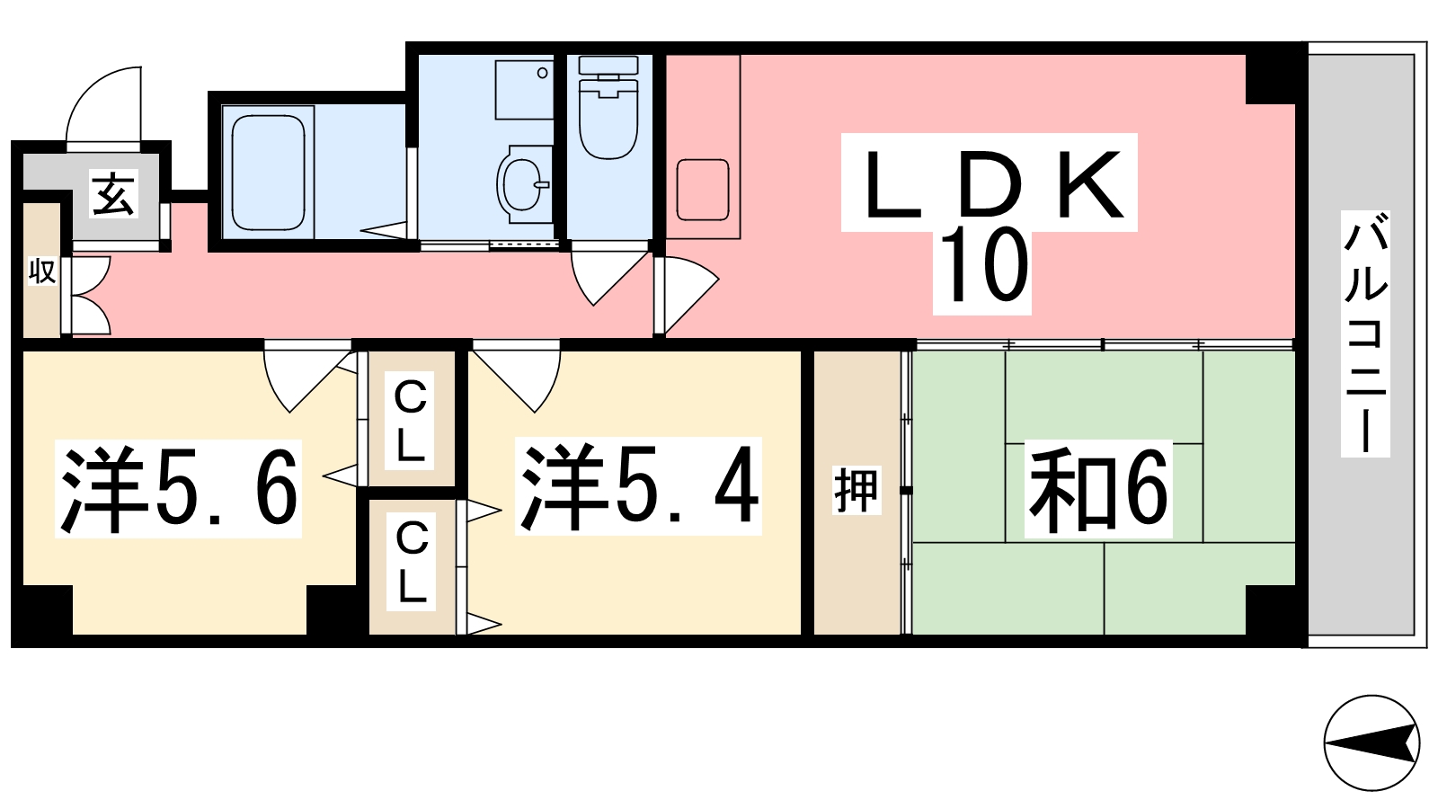 姫路市広畑区正門通のマンションの間取り