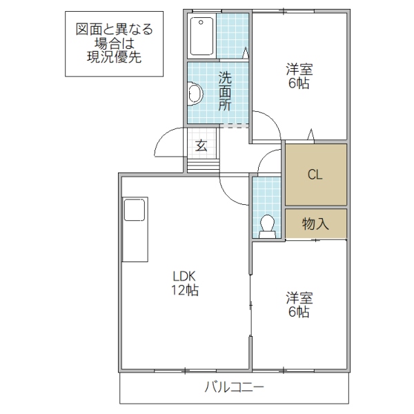 水戸市渡里町のアパートの間取り