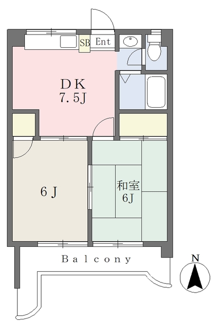 松山市立花のマンションの間取り