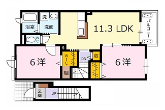 広島市安佐北区亀山のアパートの間取り