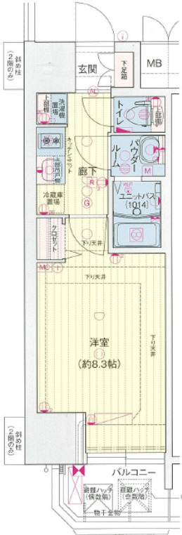 プレサンス谷町九丁目駅前の間取り