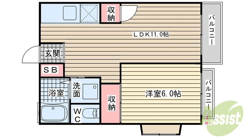 神戸市西区今寺のアパートの間取り