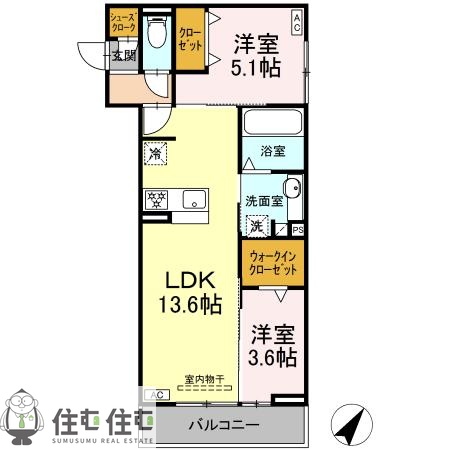 ＧＲＡＮＤ　Ｄ ＲＯＯＭ若林西の間取り