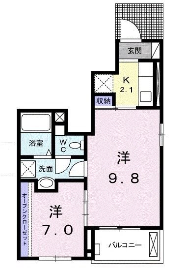 【和歌山市延時のアパートの間取り】