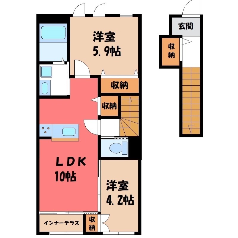 栃木市平柳町のアパートの間取り