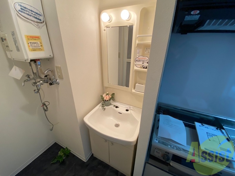 洗面設備　シャンプードレッサー。身支度はここでばっちりですね。