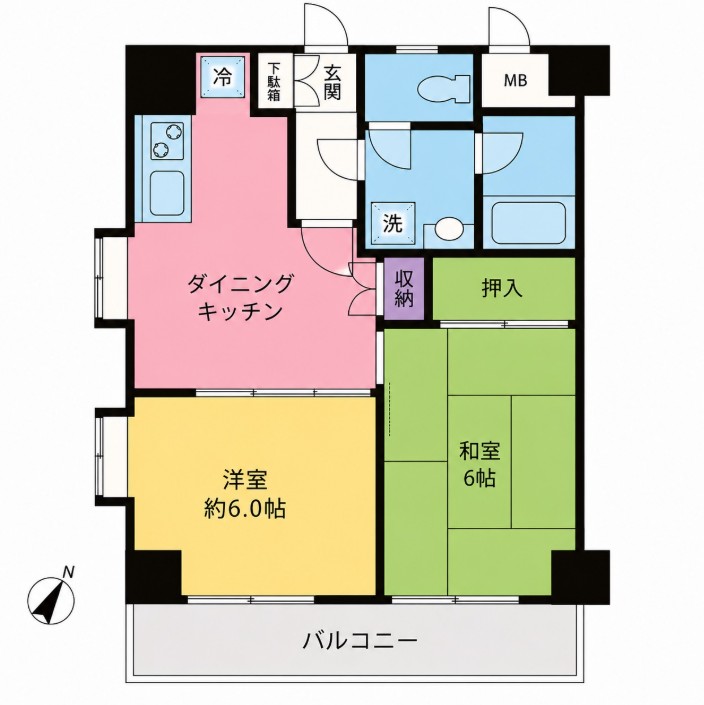 西武新宿線 野方駅 徒歩4分 6階建 築33年の間取り写真